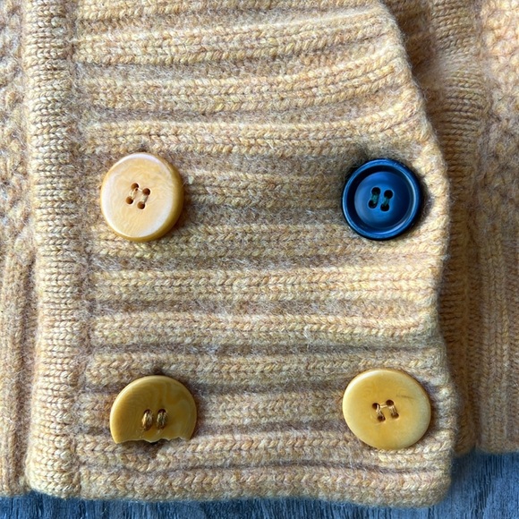 Johnstons of Elgin Cardigan Orange Cashmere Textured Collared Sweater Size Small - Picture 6 of 12